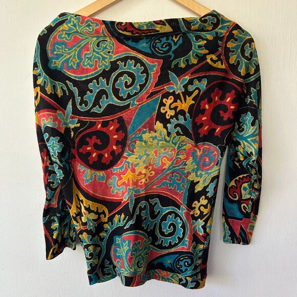 Marciano Wool Blend Top Womens Small Open Back Faux Wrap Tie Neck Art to Wear - Picture 1 of 5